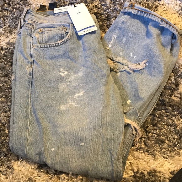 Zara Denim - NWOT Zara Splatter paint, ripped jeans